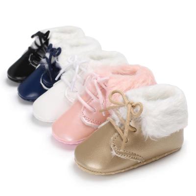China Hot sale PU Leather upper warm 0-18 months  Moccasins boots baby boots leather for sale