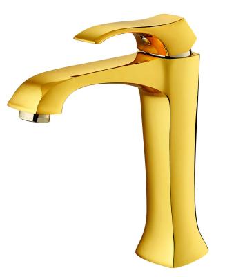 China 195mm High Gold Bathroom Sink Taps Long Neck Sink Tap Anti Rusting for sale