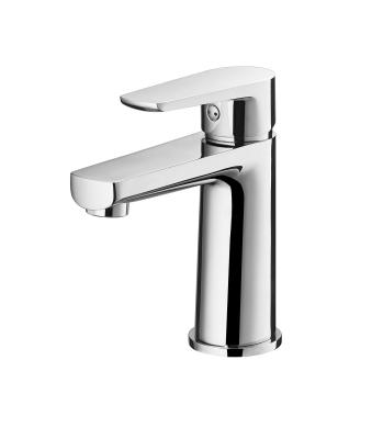 China Chromed Brass Single Handle Wash Basin Faucet 159mm High Hot Cold Water Mixer for sale