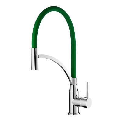 China Silicone Hose Chrome Finish Kitchen Mixer Faucet Water Saving Corrosion Resistance for sale