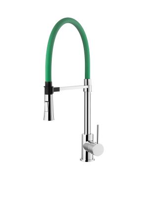 China Chrome Green Single Hole Magnetic Pull Down Kitchen Faucet Kitchen Water Mixer Tap for sale