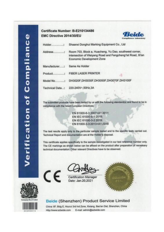 CE - Shaanxi Donghui Marking Equipment Co., Ltd