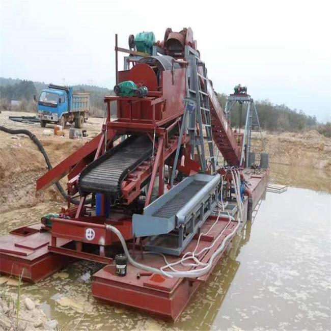 Customized Chain Bucket River Mining Boat /Sand Gold Ship/Diamond Dredger Machinery with Agitation Gold Chute Equipment /Jigging Machinery/ Centrifuge