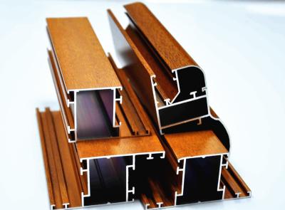 China Wood Grain Aluminium Sliding Door Profiles 6063 - T5 By Bending / Cutting for sale