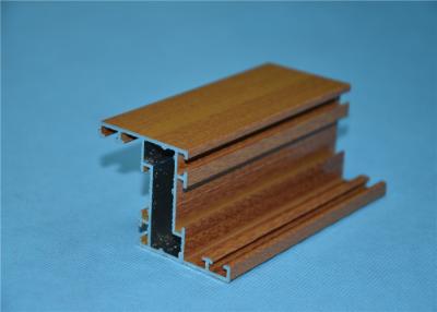 China Powder Coated Standard Wood Grain Aluminium Extrusion Profiles 6063-T5 for sale
