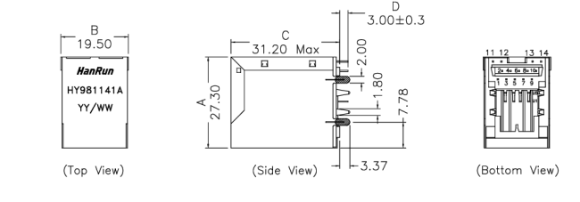 HY981141A Mechanical Dimensions: