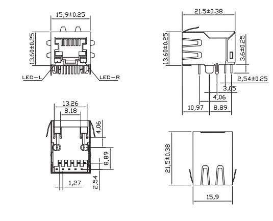 AR11-3827I Gigabit RJ45 Connector Datasheet - MECHANICAL
