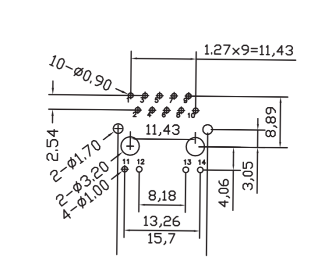 AR11-3827I Gigabit RJ45 Connector Datasheet - PCB LAYOUT