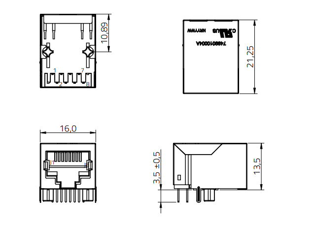 7499010004A Datasheet Dimensions