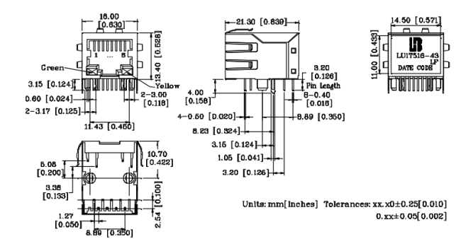LU1T516-43 LF RJ45 Connector Datasheet