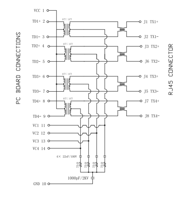 LPJG4928HENL RJ45 Connector Datasheet - Schematic