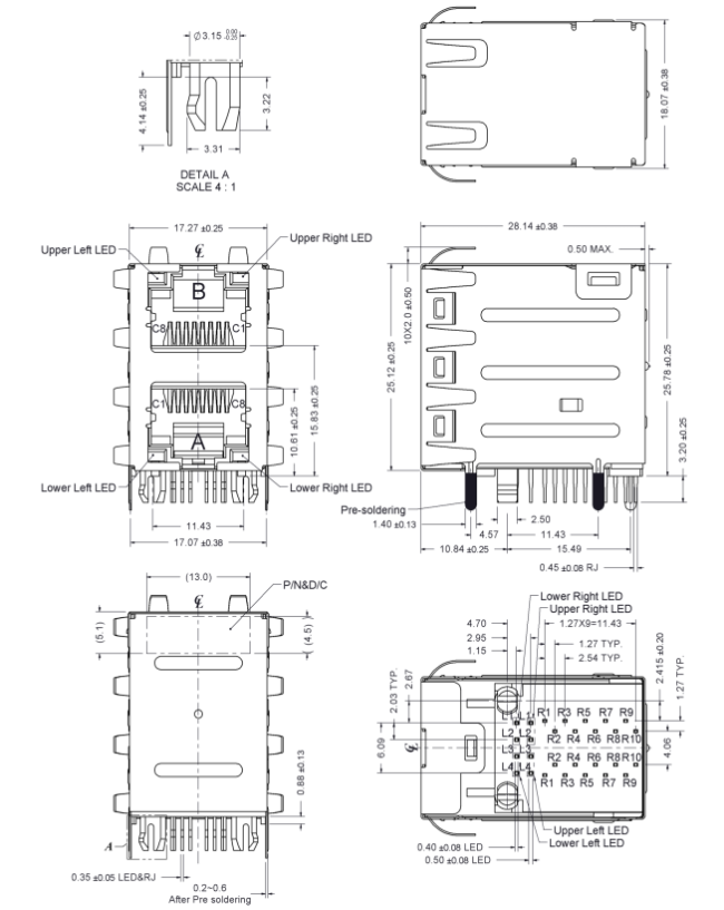 S32-ZZ-0093 2X1 RJ45 Datasheet - Dimension