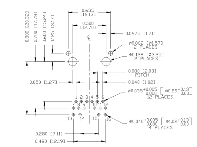 0826-1X1T-43-F RJ45 Datasheet - Recommended PCB Footprint
