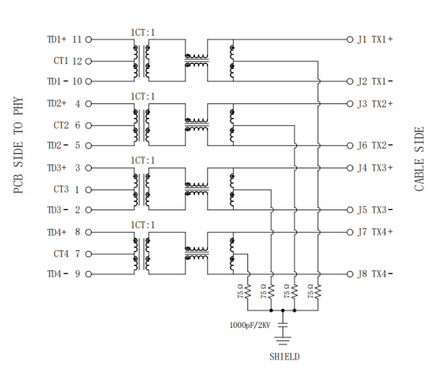 LPJK0071AWNL RJ45 Connector Datasheet -Schematic