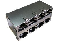 China 0833-2X4R-33-F Stacked 2x4 Conn Magjack 8Port 1000 Base-T Shielded EMI Finger for sale