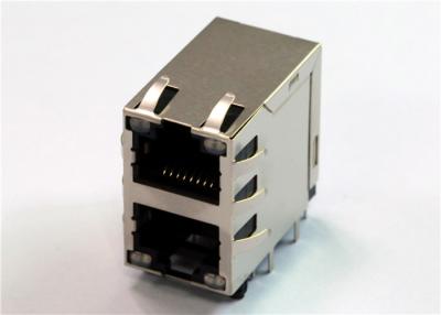 China 0843-2B1T-Y1-F , Stacked RJ45 2x1 With 1000Base - T Transformer 08432B1TY1-F for sale