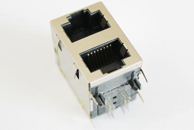 China Through Hole Switch Stacked RJ45 with Double Ports 2 X 1 , JC0-0019NL for sale