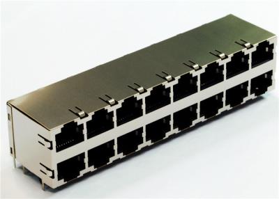 China 5569264-1 Equivalent Stacked 2x8 RJ45 Connector 16 Ports LPJE100XCNL for sale