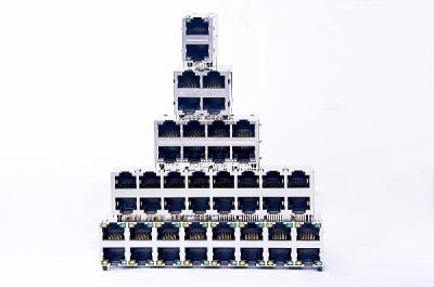 China 2 X 6 10/100BaseT Stacked RJ45 Shielded USB For LAN 0811-2X6P-19 for sale