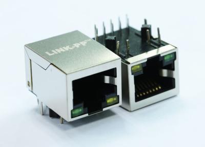 中国 LED緑/黄色イーサネット コネクター上の1x1港10/100Base-T Rj45力 販売のため