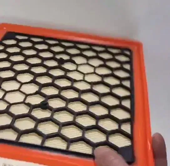Opell air filter close-up view showing filter media and construction