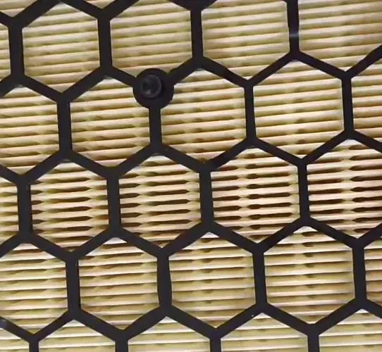 Opell air filter top view showing intake surface pattern