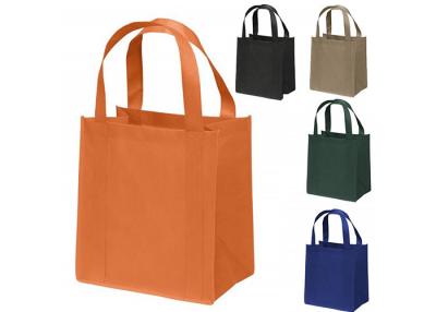 China Orange Square Bottom Tote Bag Non Woven Polypropylene Shopping Bags for sale