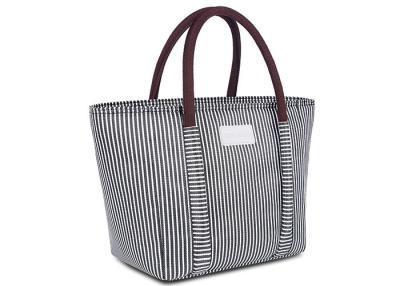 China Oxford Cloth Large Insulated Tote Striped Thermal Tote Bag Waterproof for sale
