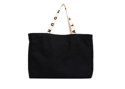 China Custom black Cotton Tote Bags Blank Custom Logo Cotton Webbing Handle for sale