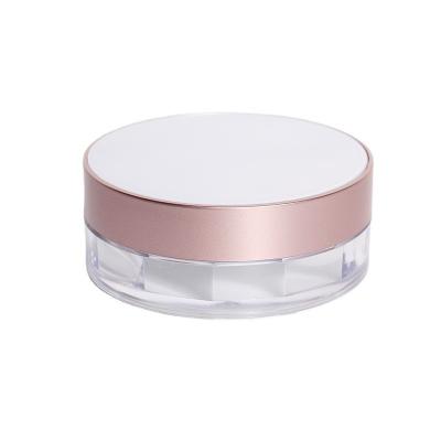 China 8g Pink Plastic Cosmetic Packaging Loose Powder Jar With Elastic Screen Mesh for sale