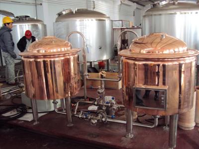 China Automatic Red Copper Brewing Equipment Small Scale Brewery For Pub Draft for sale