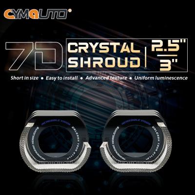 China CYMAUTO 7D Crystal LED Shroud Guide Integrated Cover Monochrome 2.5 Inch Modified Angel Eye for sale