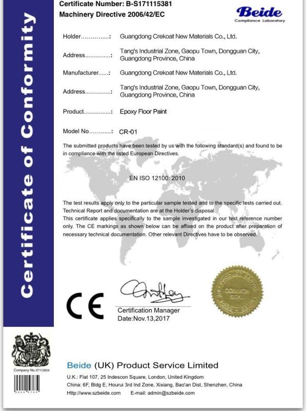 CE - Guangdong Crekoat New Materials Co., Ltd.