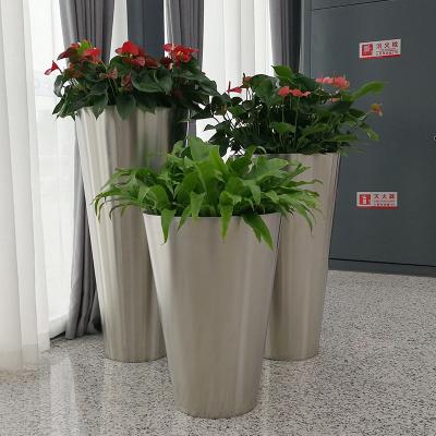 China Mirror Finished Stainless Steel Flowerpot Large Metal Plant Pot Flowerpot for sale