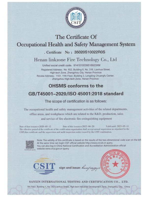 ISO-OHSMS - Henan LinkZone Fire Technology Co.,Ltd