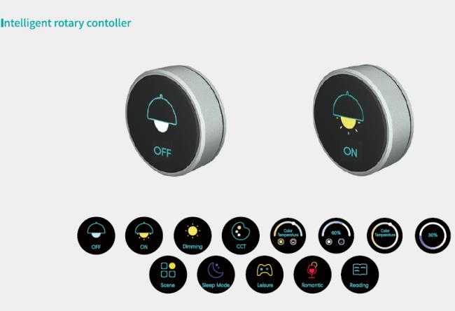Letaron Smart Rotary Controller front view showing color screen and metallic finish