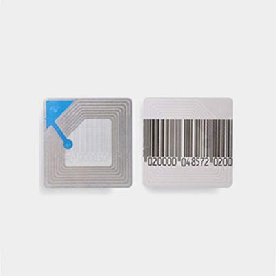 China 4*4cm Black EAS RF Label 8.2mhz With Barcode High Performance for sale