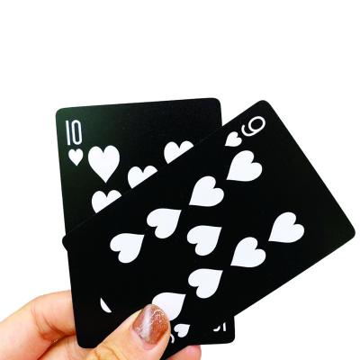 China 0.32mm Black Plastic Waterproof Poker Playing Cards Custom Logo for sale