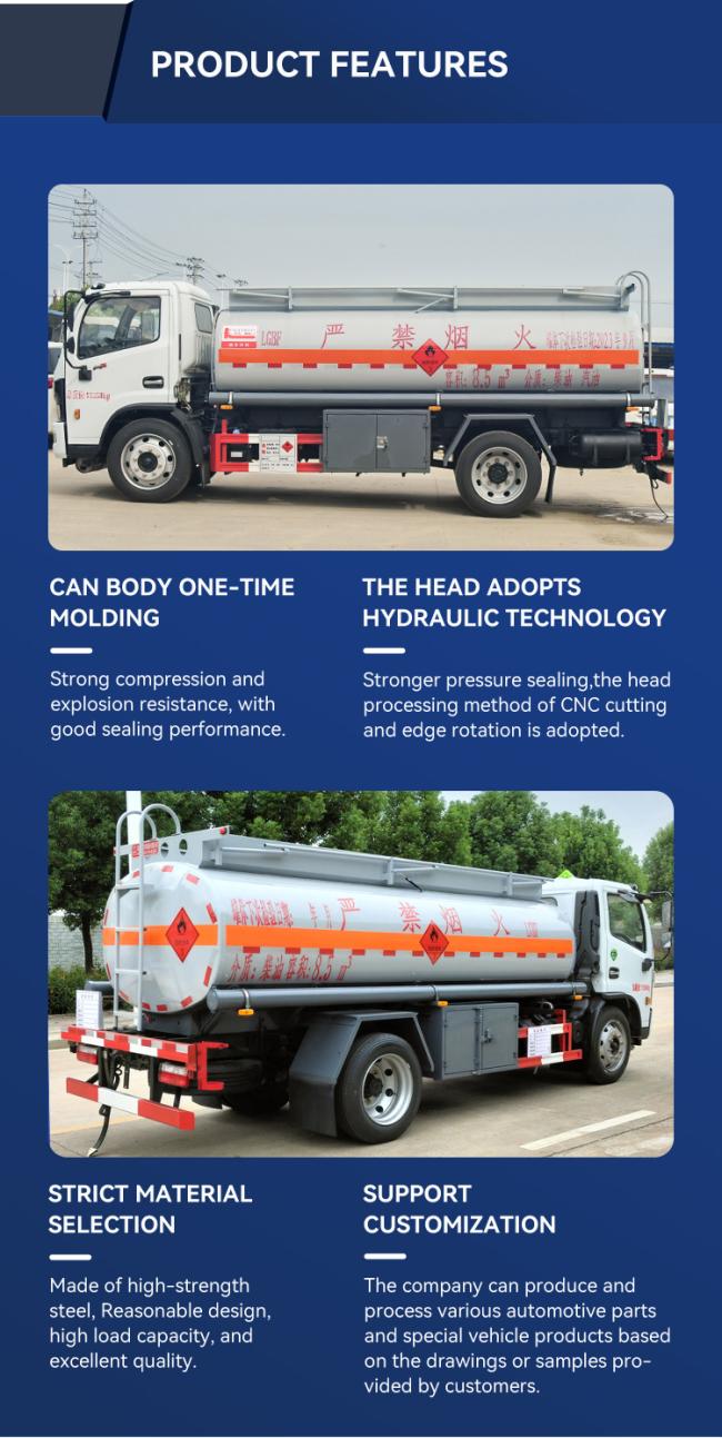 DFAC fuel tanker truck side view showing tank details