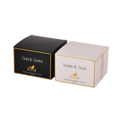 China White Black Candle Packaging Box Straight Tuck End Type With Cutout Window for sale