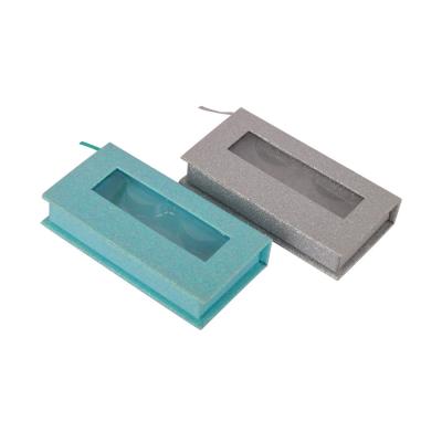 China PVC Insert Custom Eyelash Packaging Box , Glitter Blue Cardboard Box With Clear Window for sale