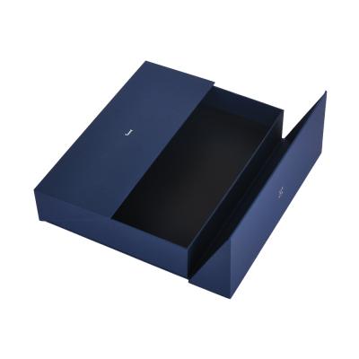 China Blue Double Door Paper Box Packaging Gift Cardboard Hot Stamping for sale