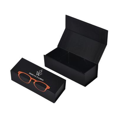 China Black Magnetic Folding Eyewear Packaging Box Rectangle Paperboard for sale