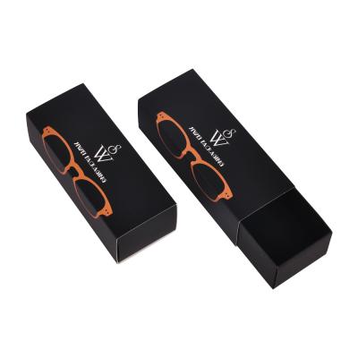China Lightweight Black Eyewear Drawer Box Packaging Sunglasses Foldable Kraft Paper for sale