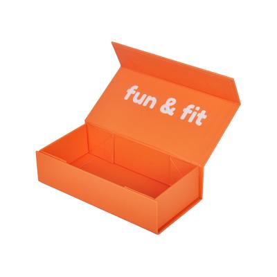 China Rigid Paper Orange Small Magnetic Cardboard Box Packaging Gift Foldable for sale