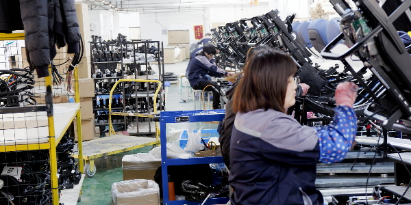 Assembly area with skilled technicians