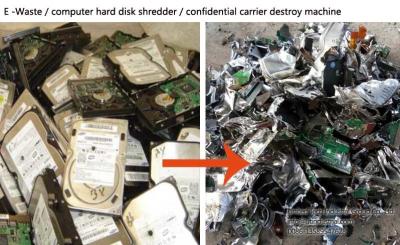 China e-waste shredder, confidencial carrier destroy machine, computer shredder, hard disk crusher, CD shredder, DVD shredder for sale