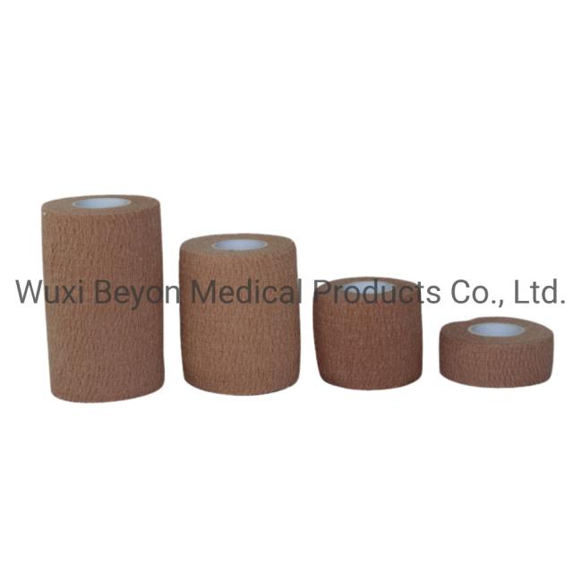 Flesh Beige Color Cotton Self-Adhering Wrap Cohesive Elastic Bandage