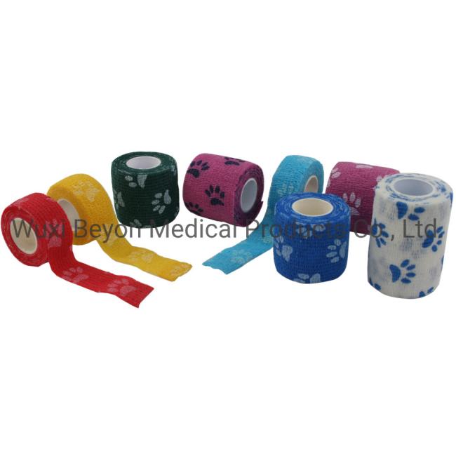 Patterned Vet Cohesive Elastic Self-Adhesive Flexible Prints Wrap Bandage