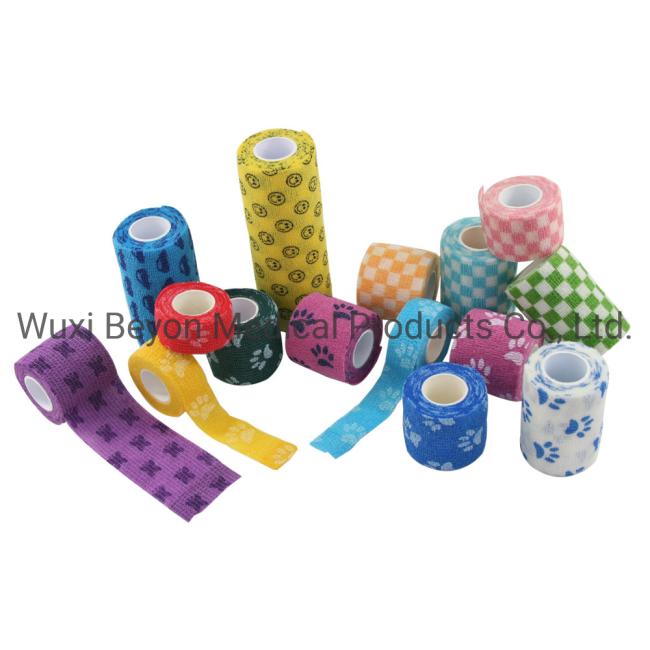 Patterned Vet Cohesive Elastic Self-Adhesive Flexible Prints Wrap Bandage